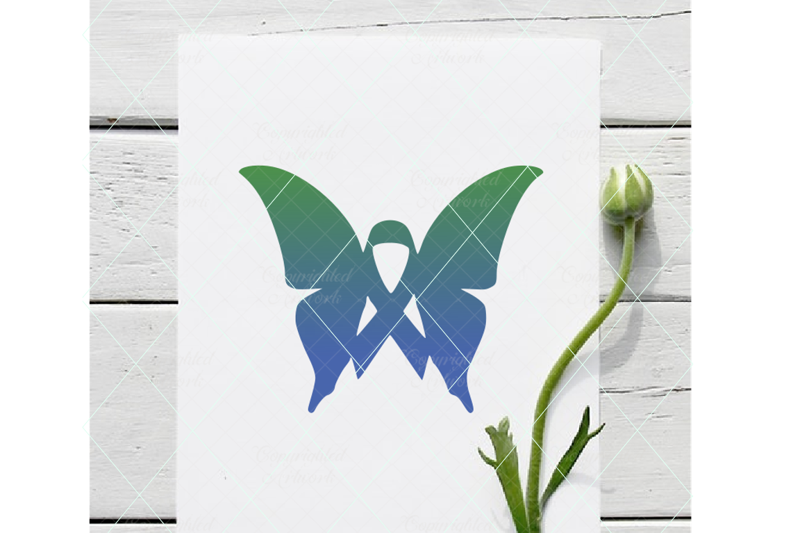 Butterfly ribbon, cancer svg, cancer awareness svg, ribbon example image 1
