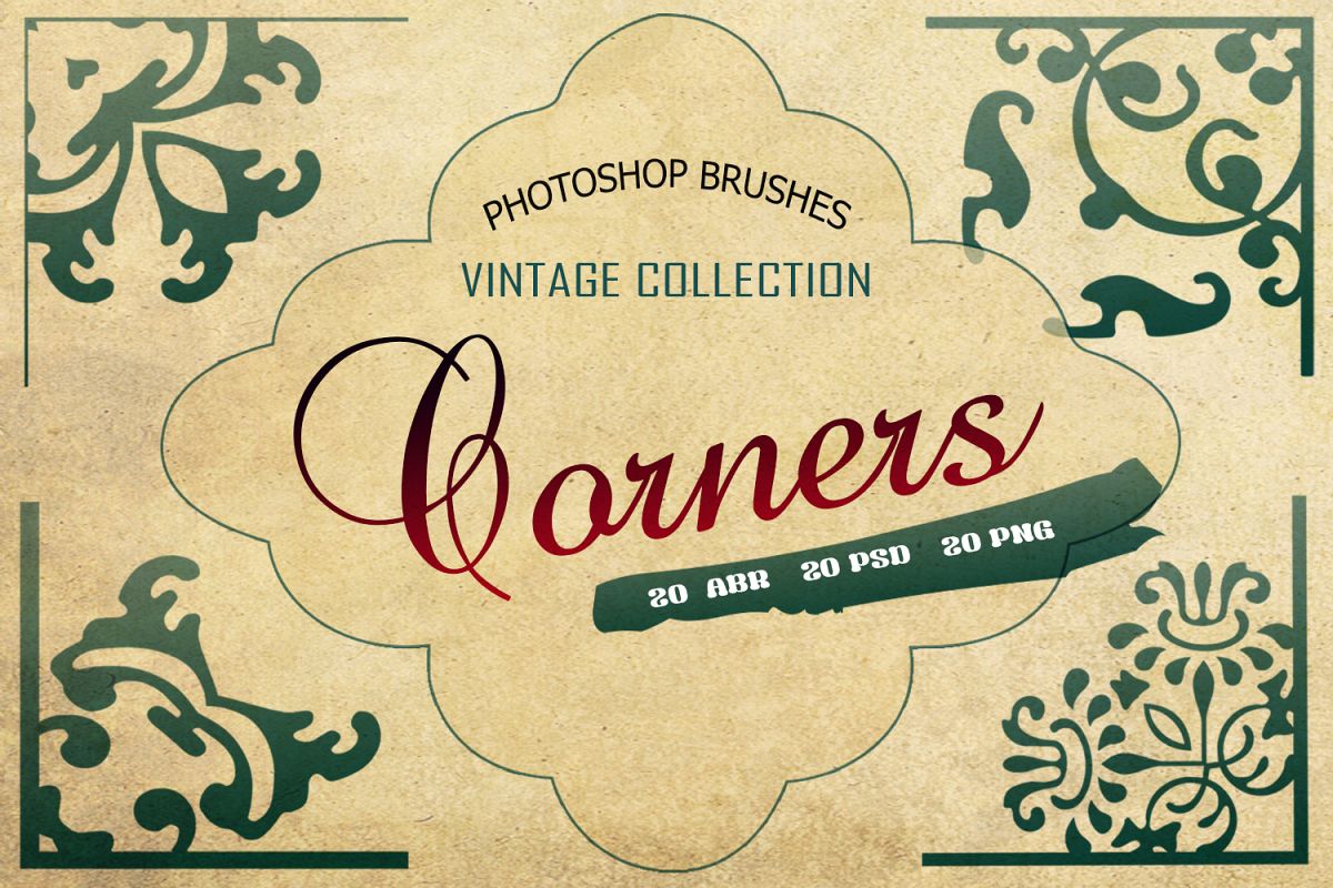 20 Corner Designs PSD - ABR - PNG example image 1