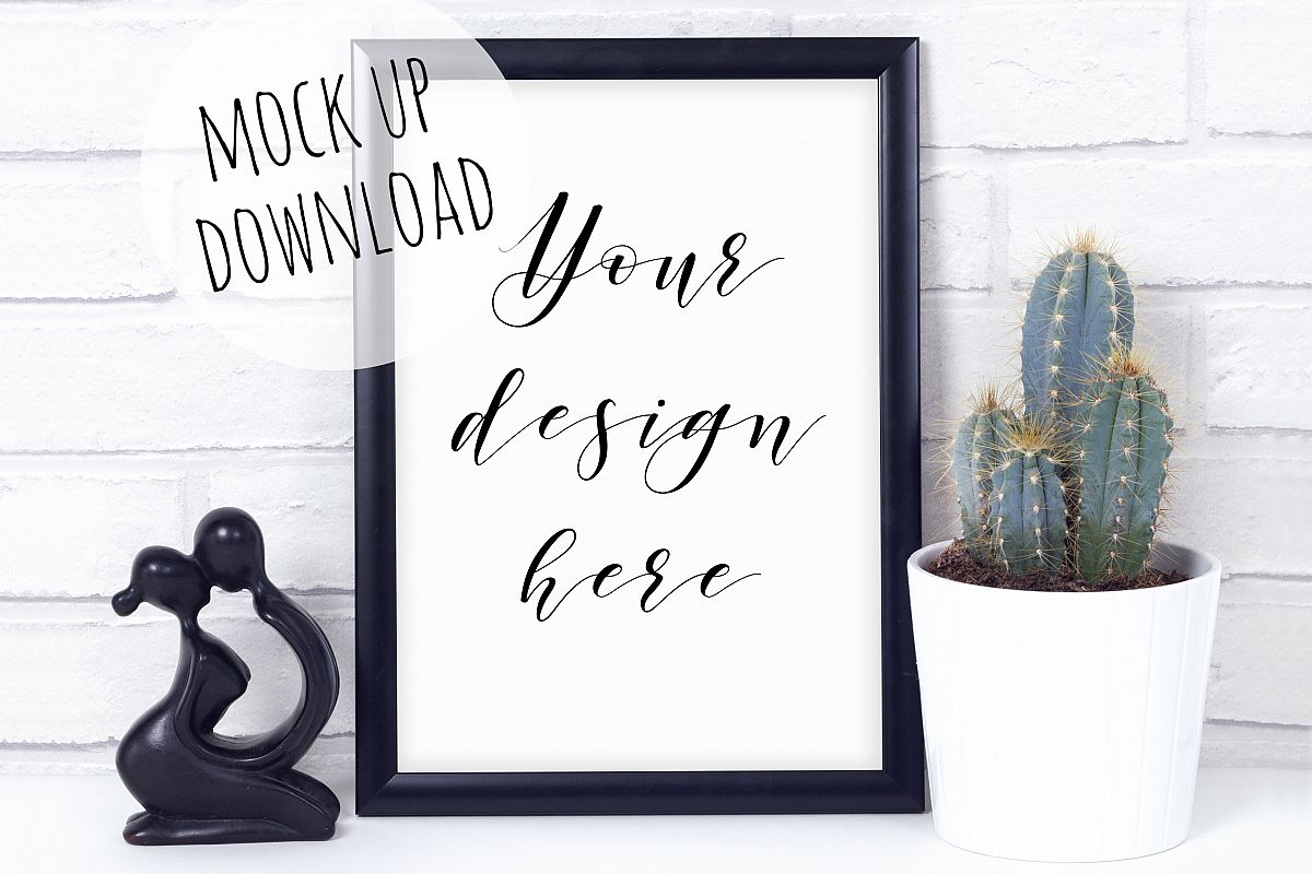 Black Frame Mockup With Cactus example image 1