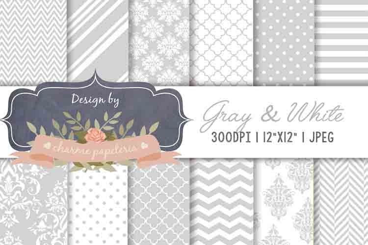 Grey Digital Paper Damasks Gray background example image 1