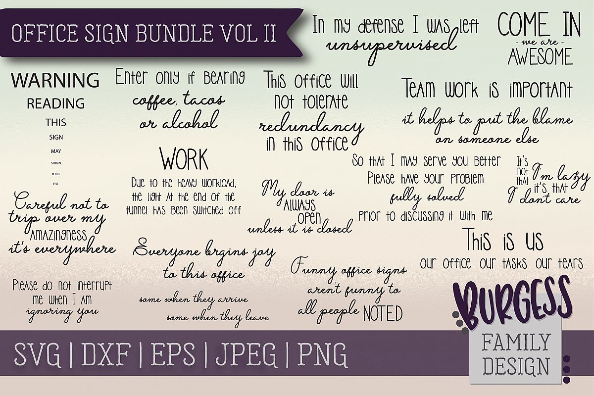 Office Sign Bundle Vol II | SVG DXF EPS PNG JPEG example image 1