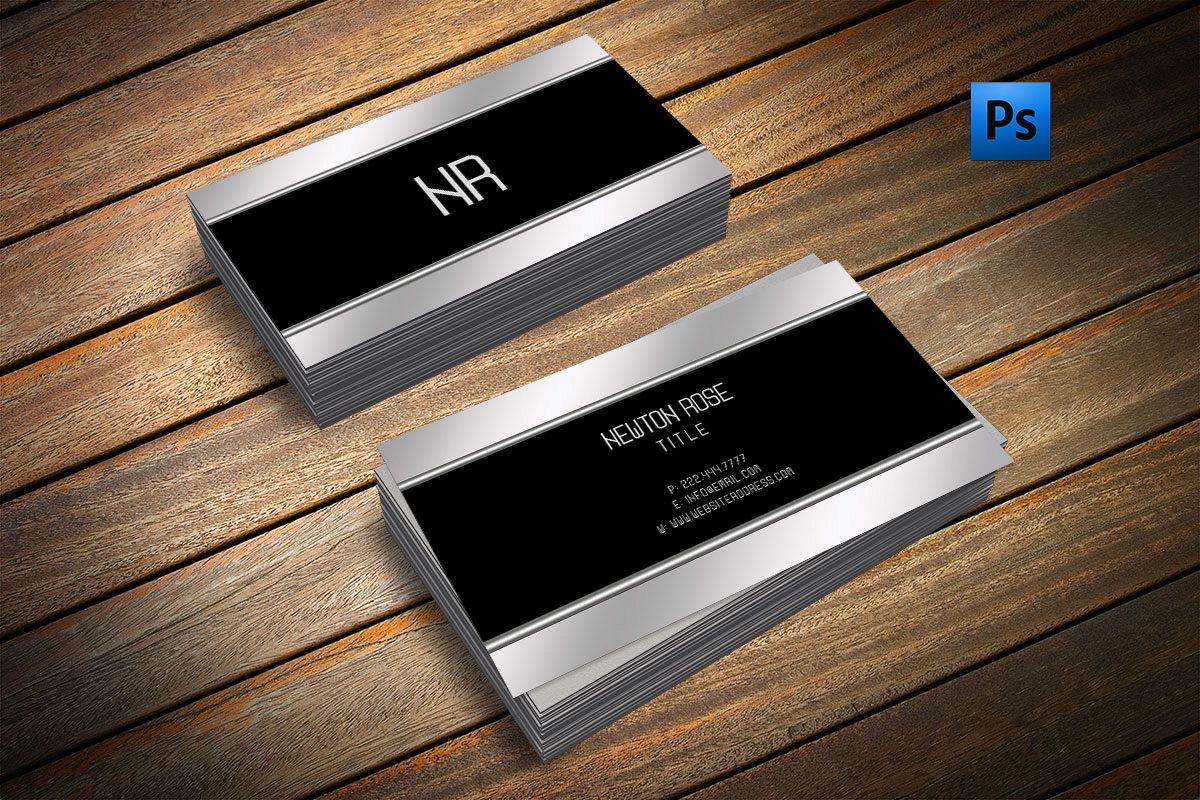 Silver metal finish business card example image 1