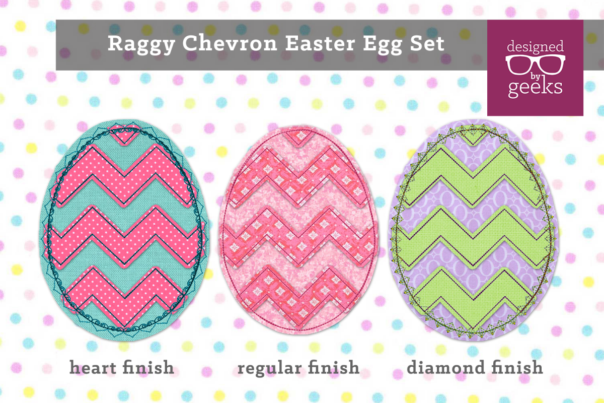 Raggy Chevron Easter Egg Applique Embroidery Set example image 1
