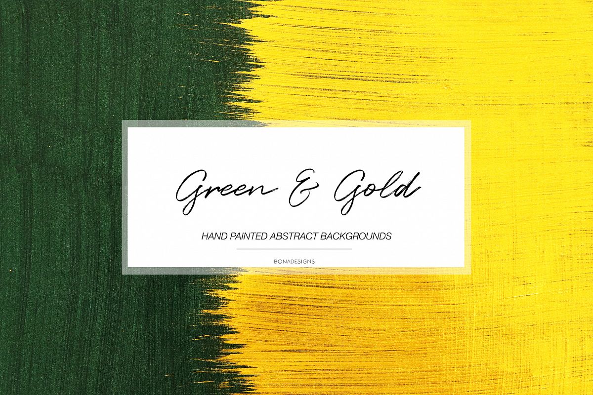 Green & Gold Abstract Backgrounds, Hand Painted Backgrounds