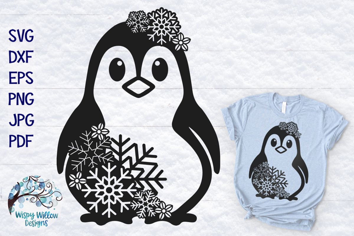 Snowflake Penguin SVG Winter Penguin SVG Cut File (295716) SVGs