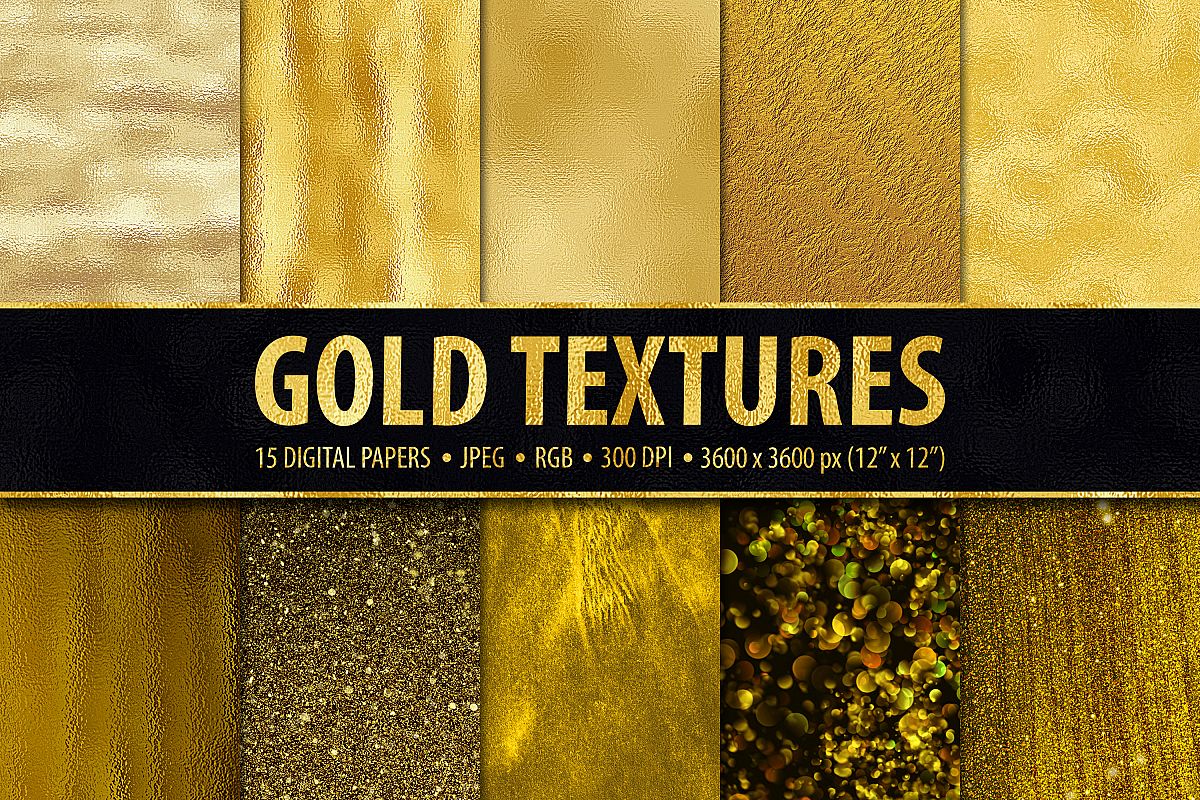 Gold Foil and Glitter Textures - Metallic Digital Papers example image 1