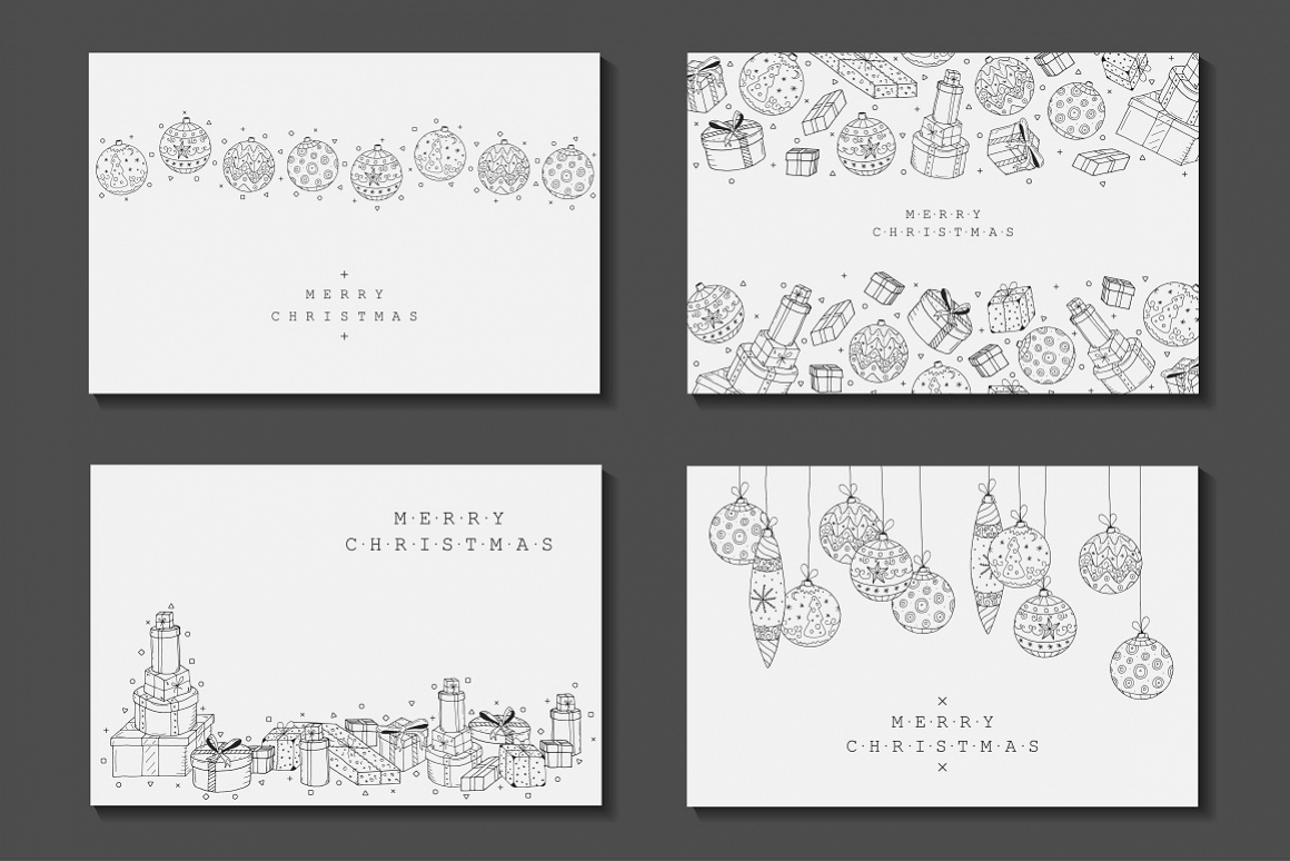 Bundle of Christmas hand drawn cards example image 1
