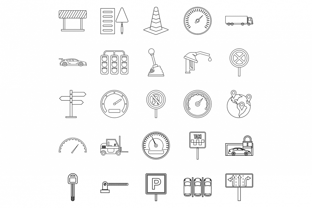 Mover icons set, outline style example image 1