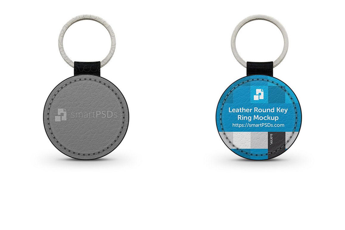 Round Shape Leather Keyring Design Mockup example image 1