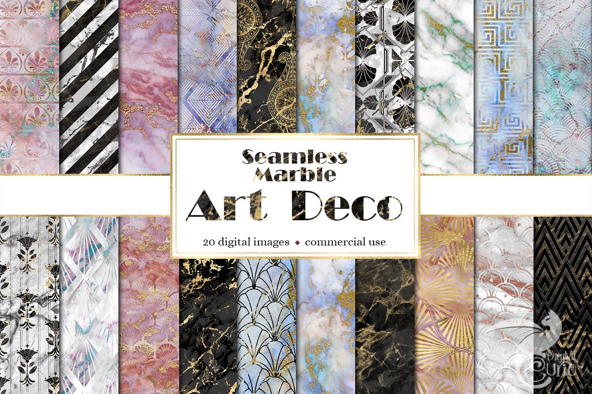 Marble Art Deco Digital Paper example image 1