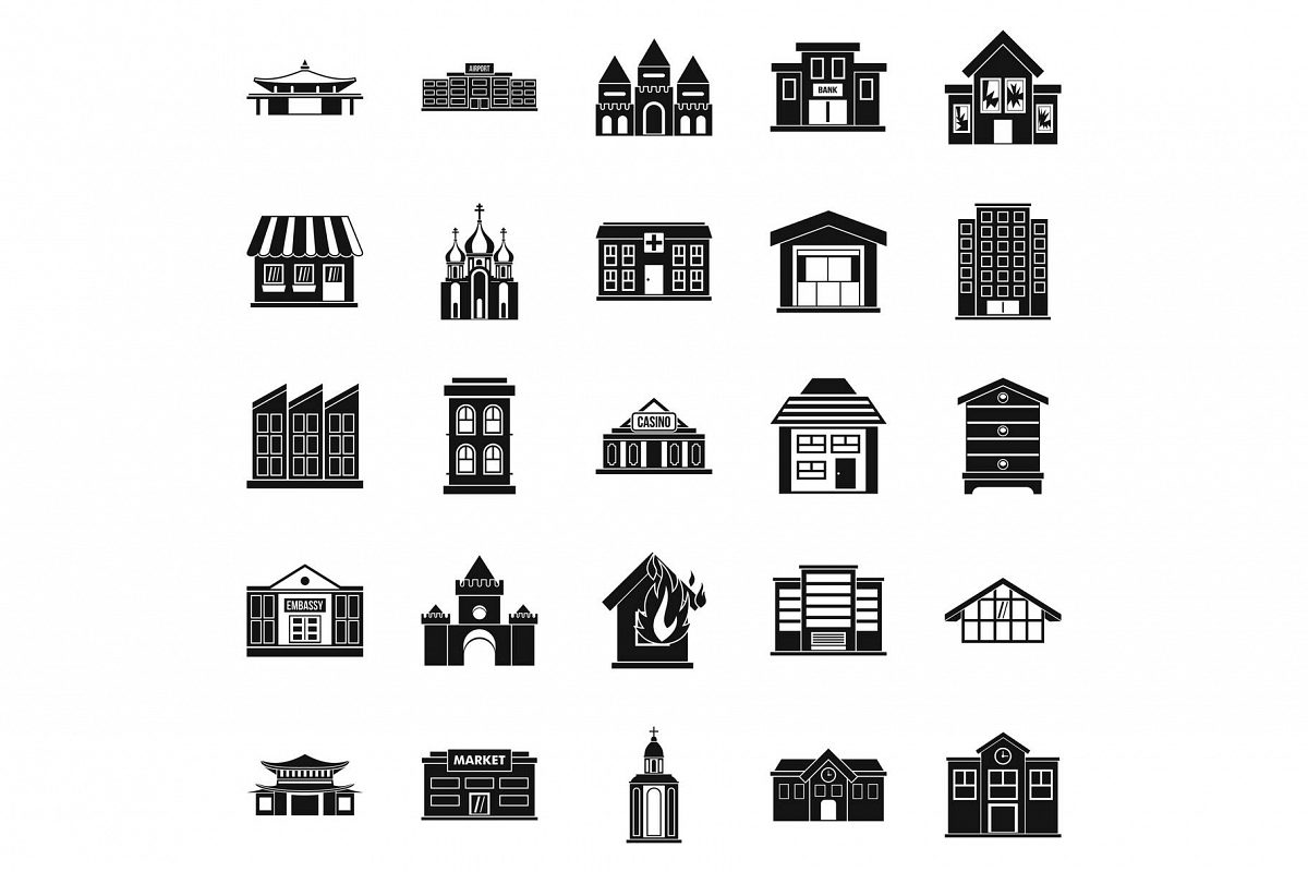 Land development icons set, simple style example image 1