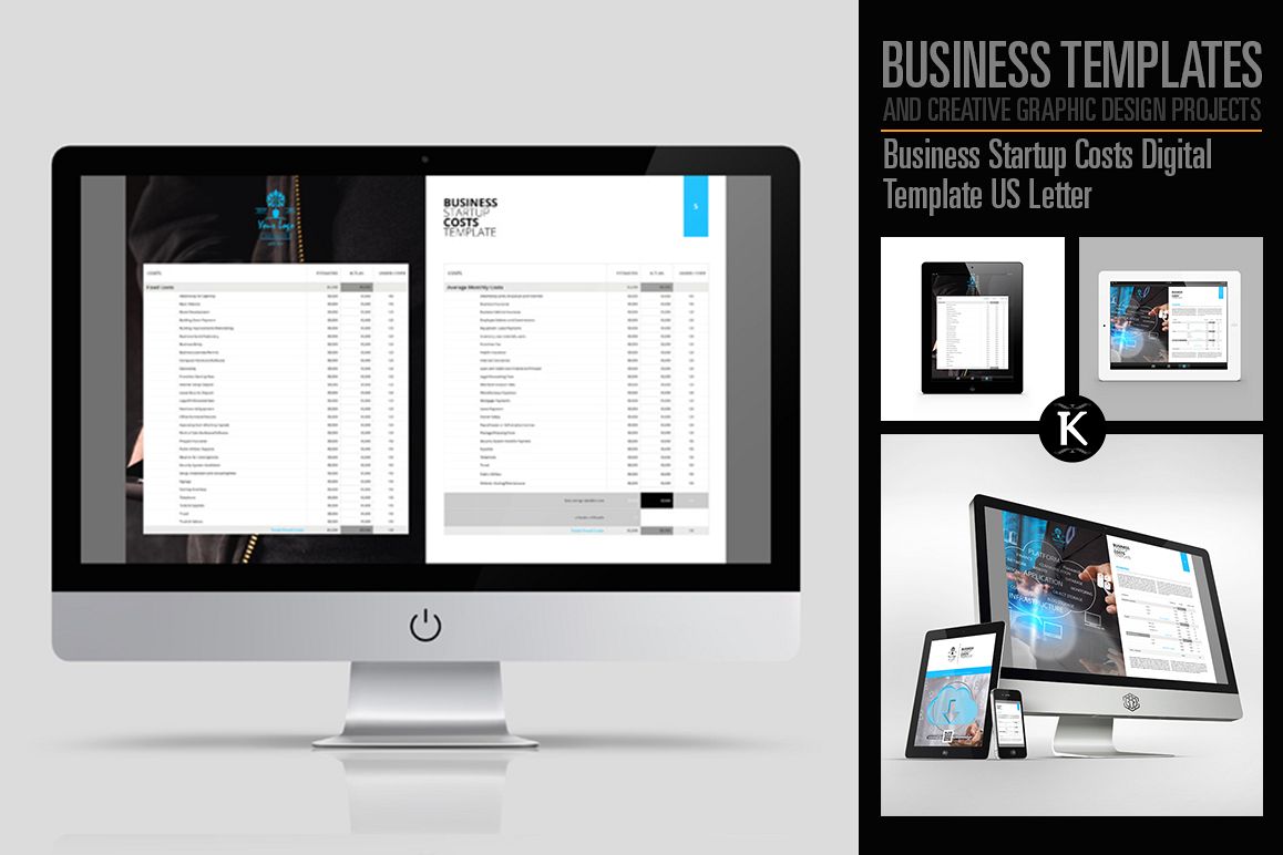 Business Startup Costs Digital Template US Letter example image 1