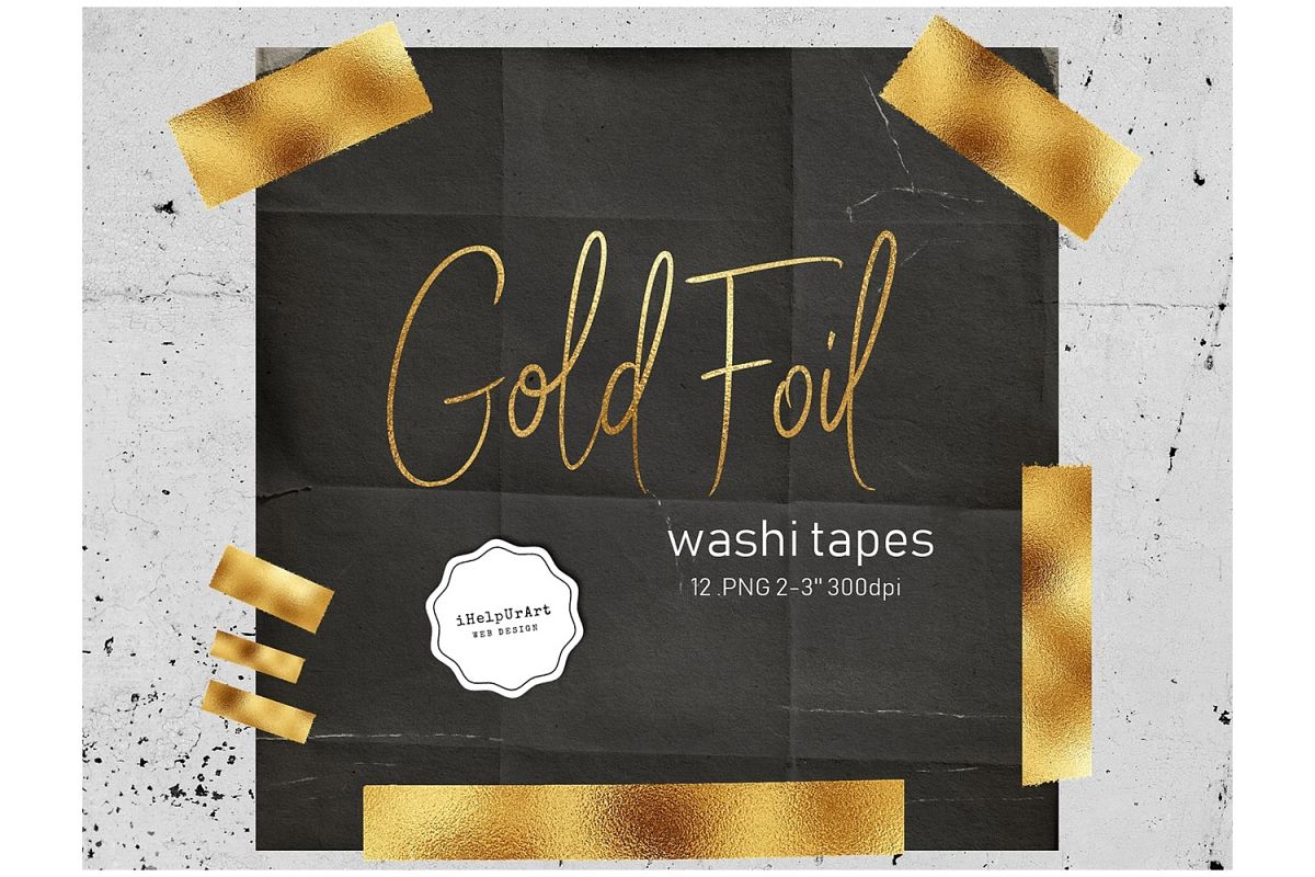 Gold foil washi tape clipart example image 1