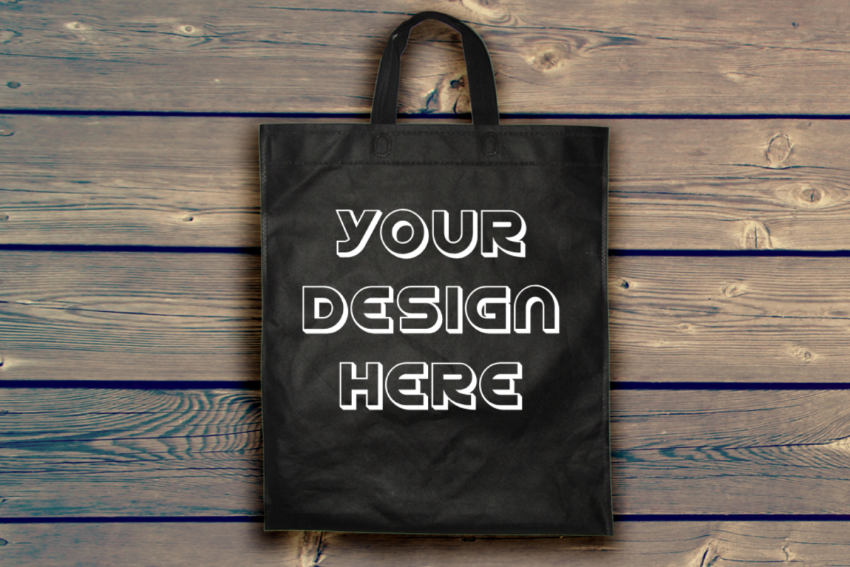 Black Tote Bag Mockup Just for 1.50$ example image 1