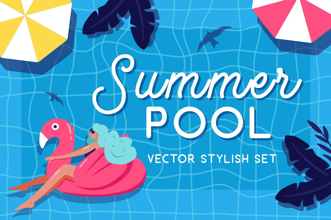 Summer pool - vector set example image 1