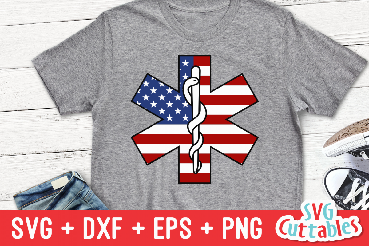 EMT Star of Life Flag | SVG Cut File example image 1