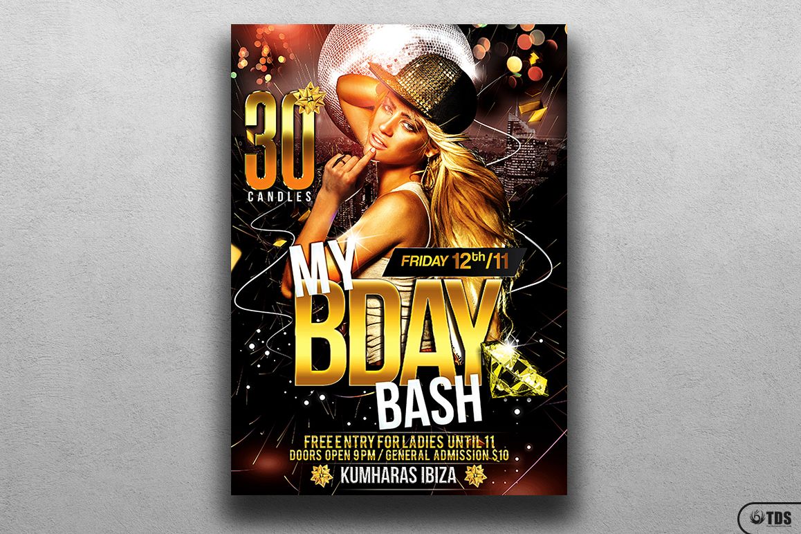 My Birthday Bash Flyer Template example image 1