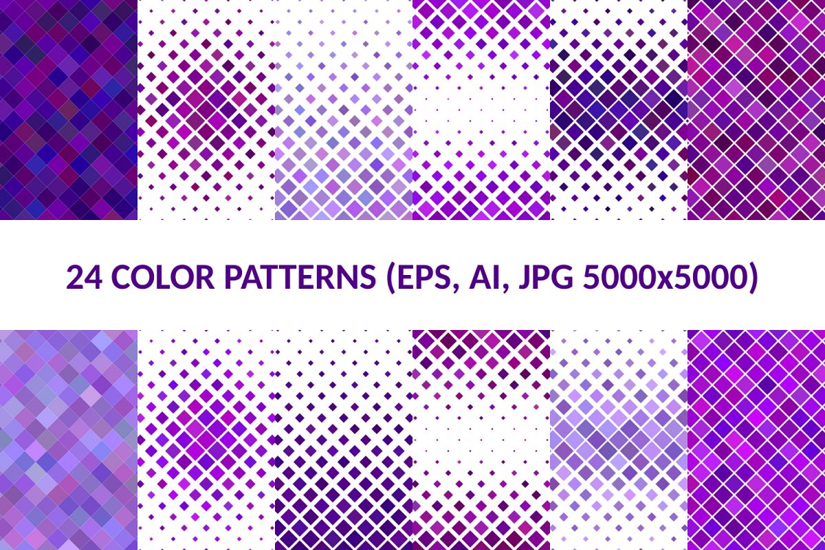 24 Purple Square Patterns AI, EPS, JPG 5000x5000 example image 1