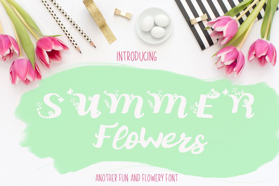 Summer Flowers Fun and Flowery Font example image 1