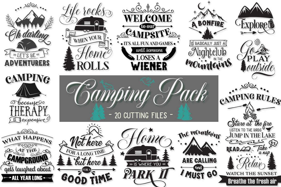 Camping Pack - 20 Cutting Files example image 1