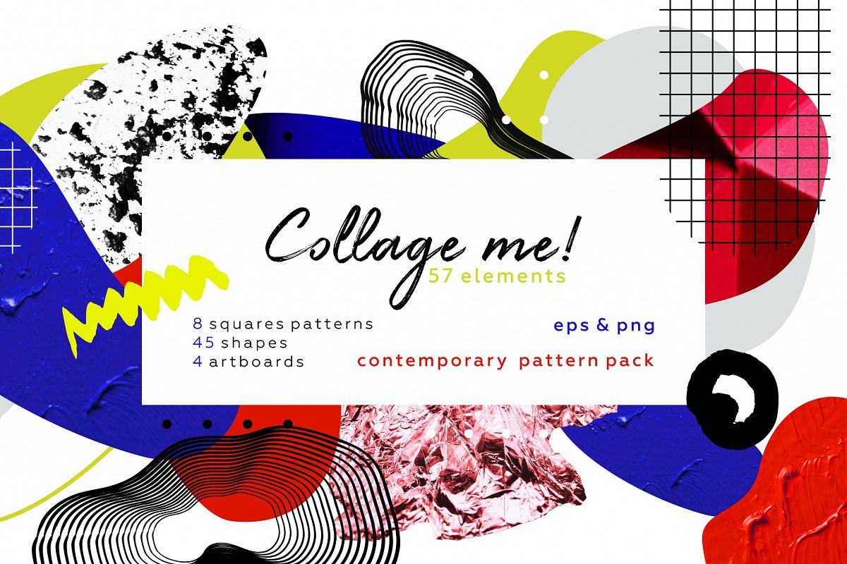 Collage me! Abstract and modern patterns and shapes set. example image 1