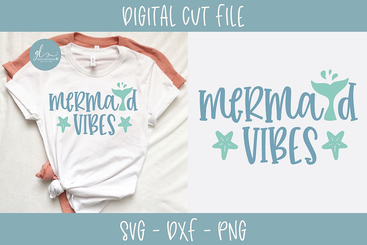 Mermaid Vibes - Summer Digital Cut File - SVG, DXF & PNG example image 1