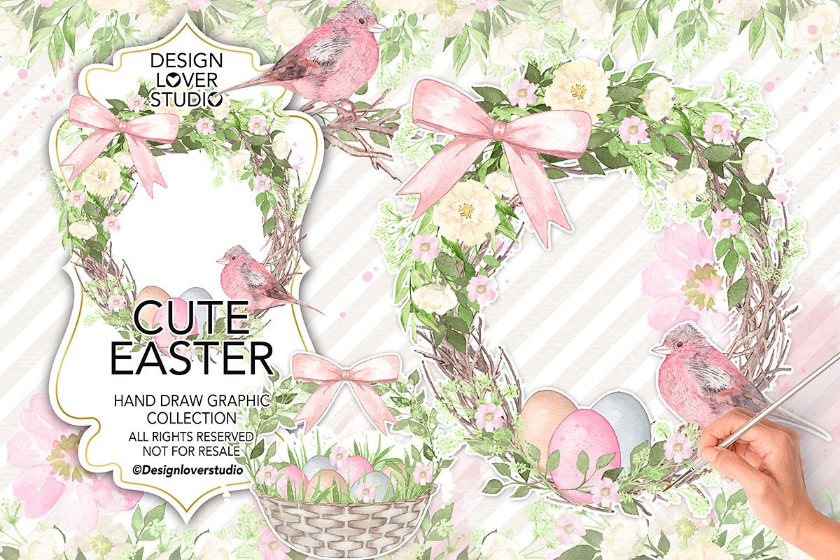 Watercolor Cute Easter design example image 1