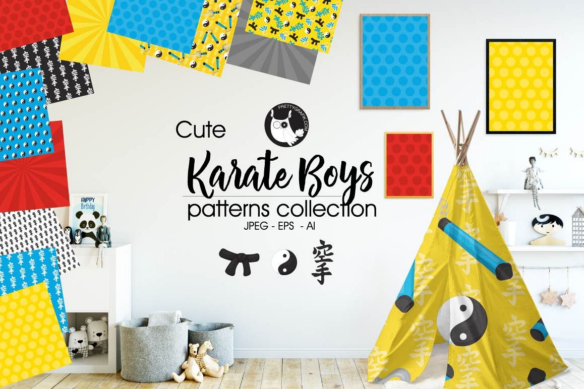 KARATE BOYS, digital papers example image 1