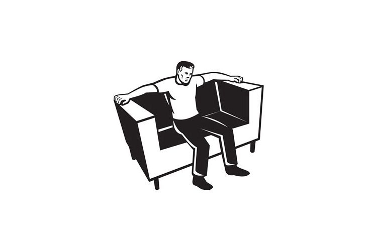 Man Sitting On Couch Chair example image 1