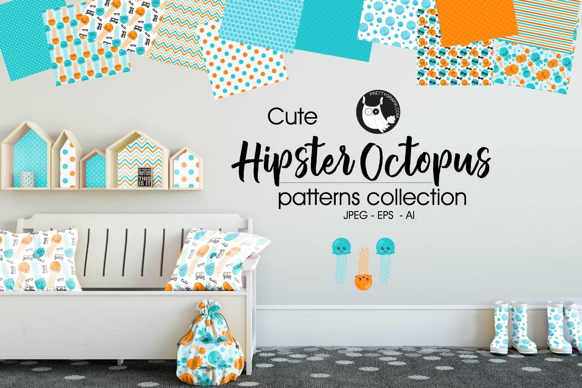 HIPSTER-OCTOPUS , digital papers example image 1