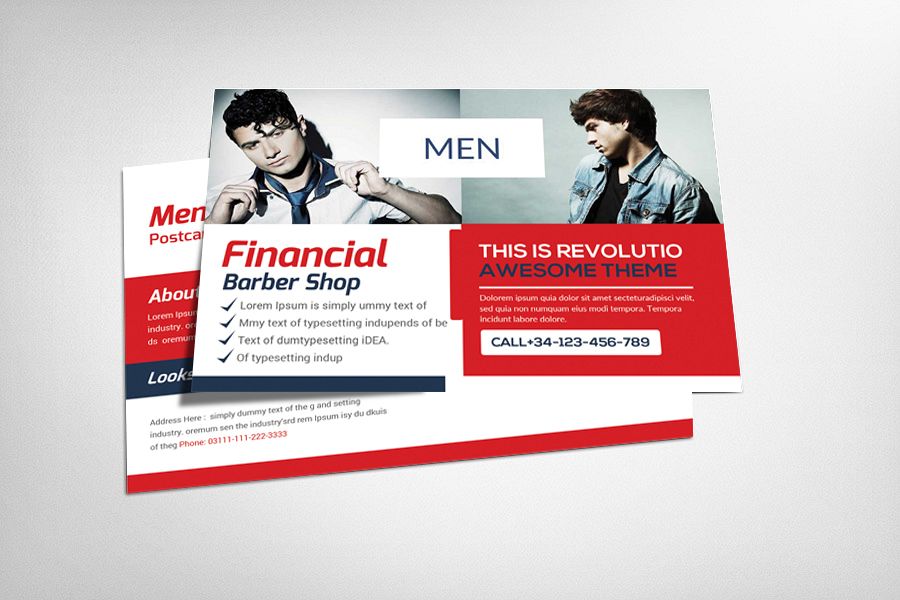 Barber Shop Postcard Template example image 1