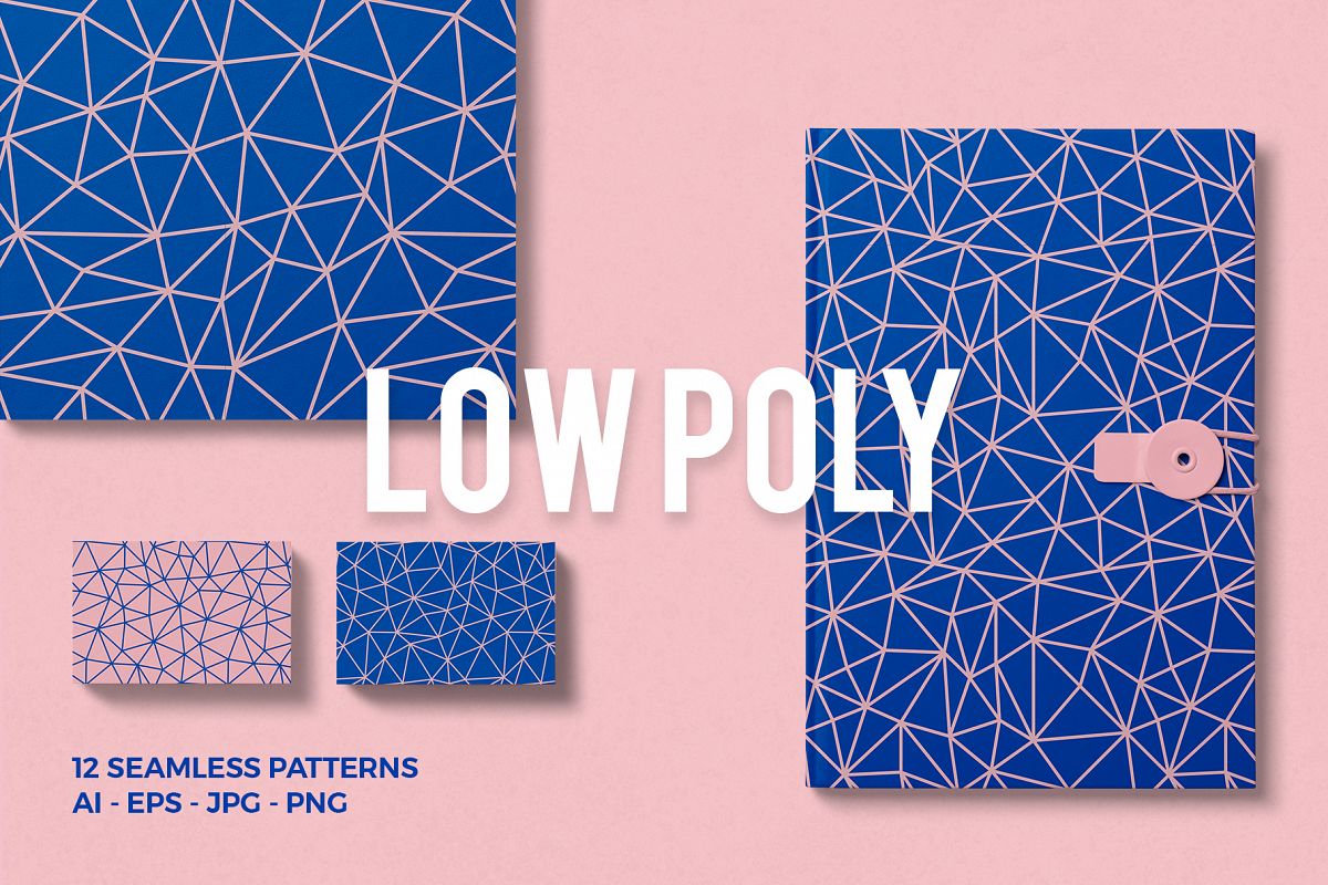 Low Poly Seamless Patterns example image 1