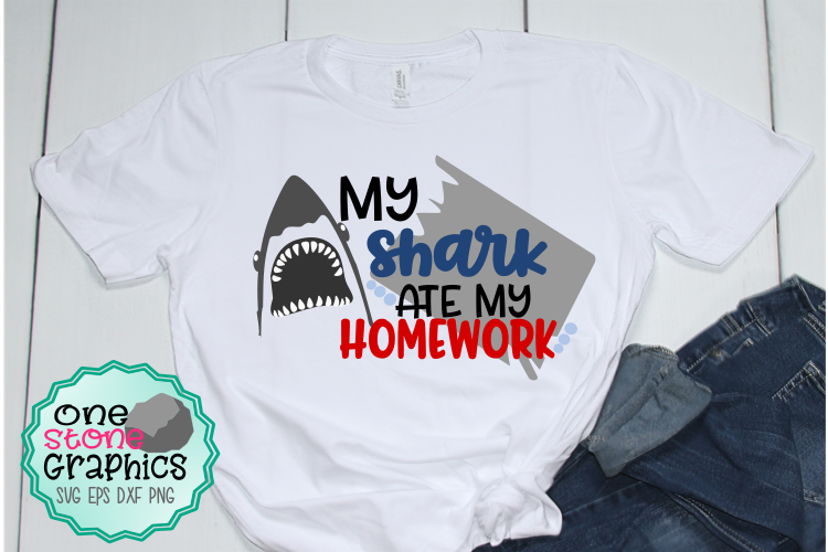 My shark ate my homework svg,shark svg,shark humor svg example image 1
