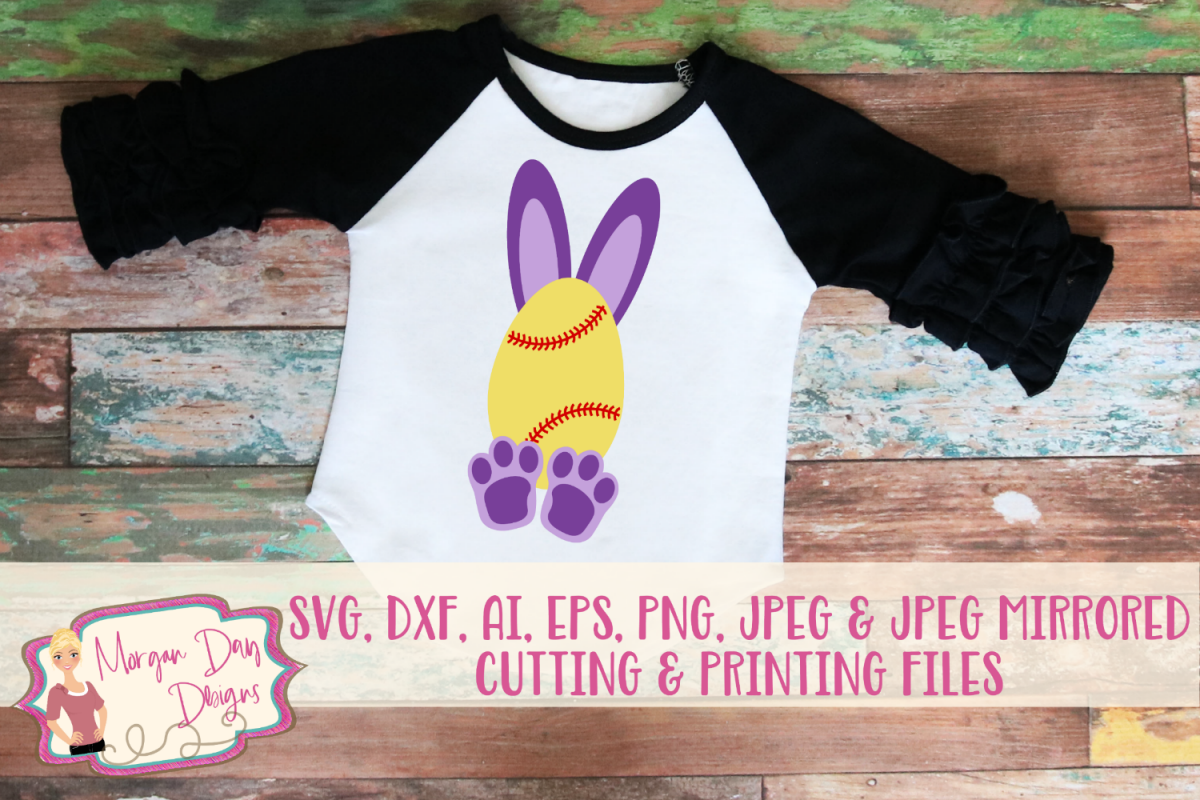Softball Bunny - Easter SVG, DXF, AI, EPS, PNG, JPEG example image 1