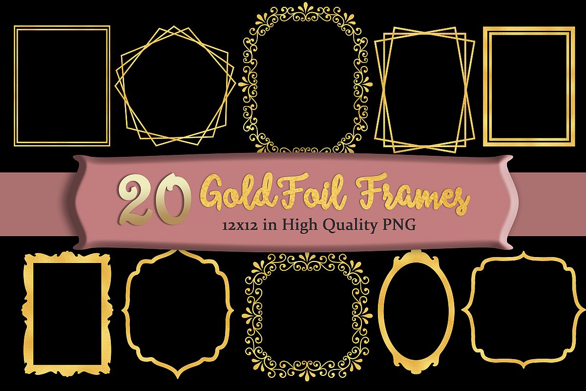 Gold Frames Clipart Set of 20 example image 1
