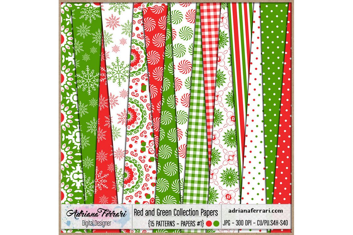 Red and Green Collection Papers 1 example image 1