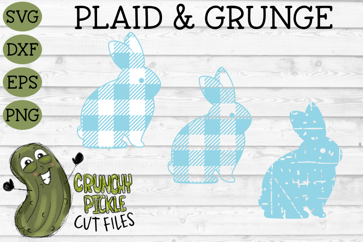 Plaid & Grunge Spring Easter Bunny 3 SVG Cut File example image 1
