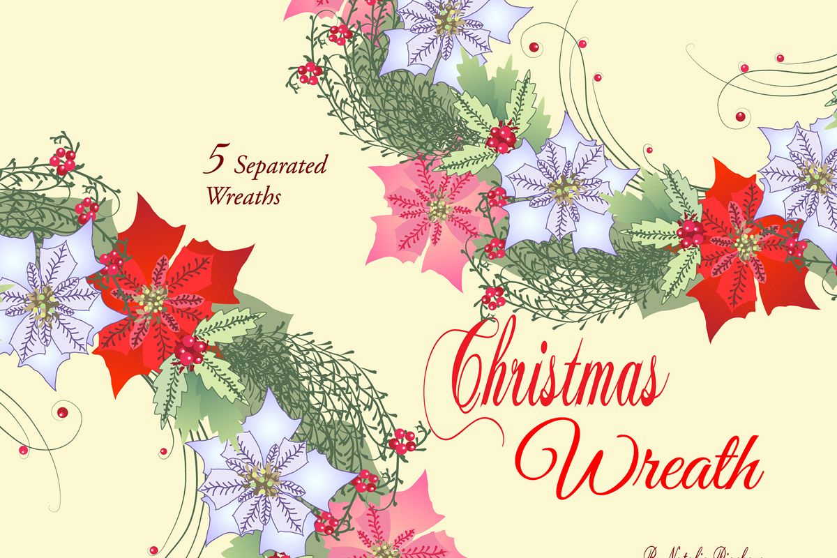Christmas Wreath with Poinsettia example image 1