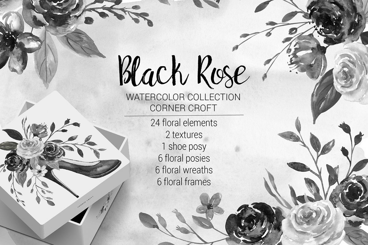 Watercolor Collection Black Rose example image 1