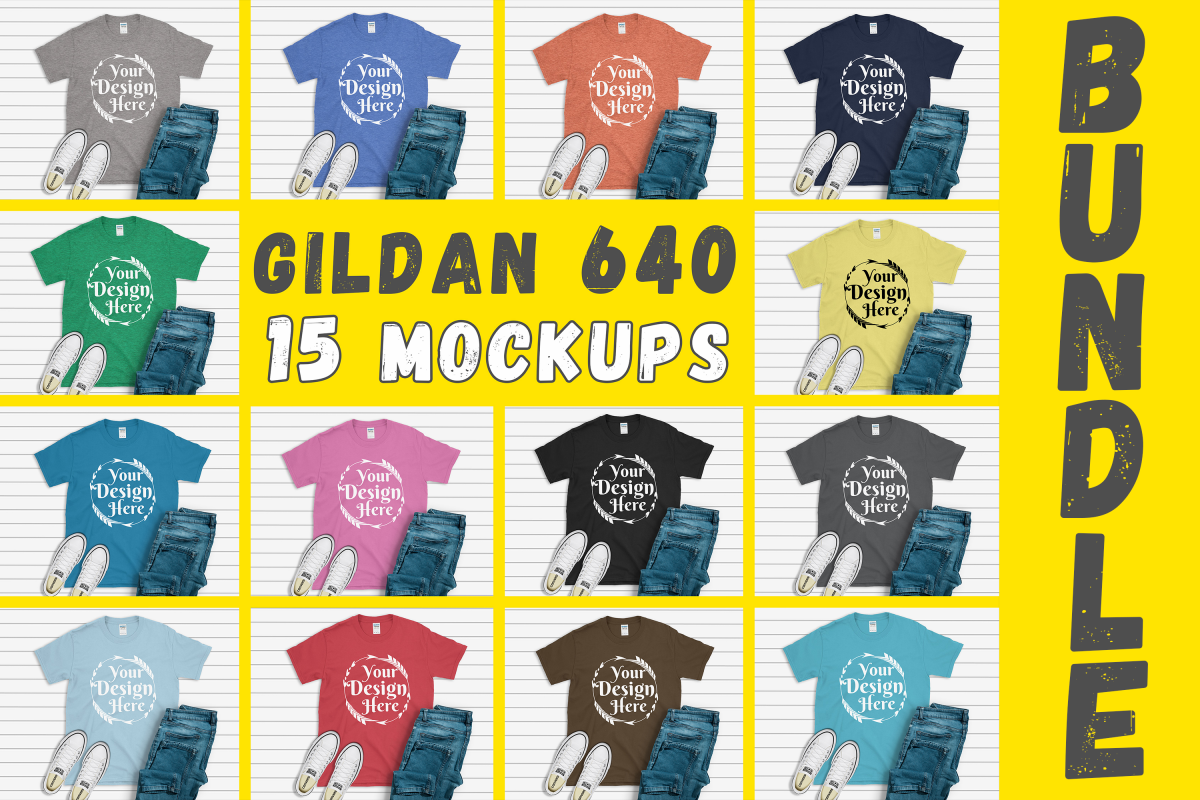 MEGA BUNDLE 15 Mockups Gildan 64000 Unisex Tshirt example image 1