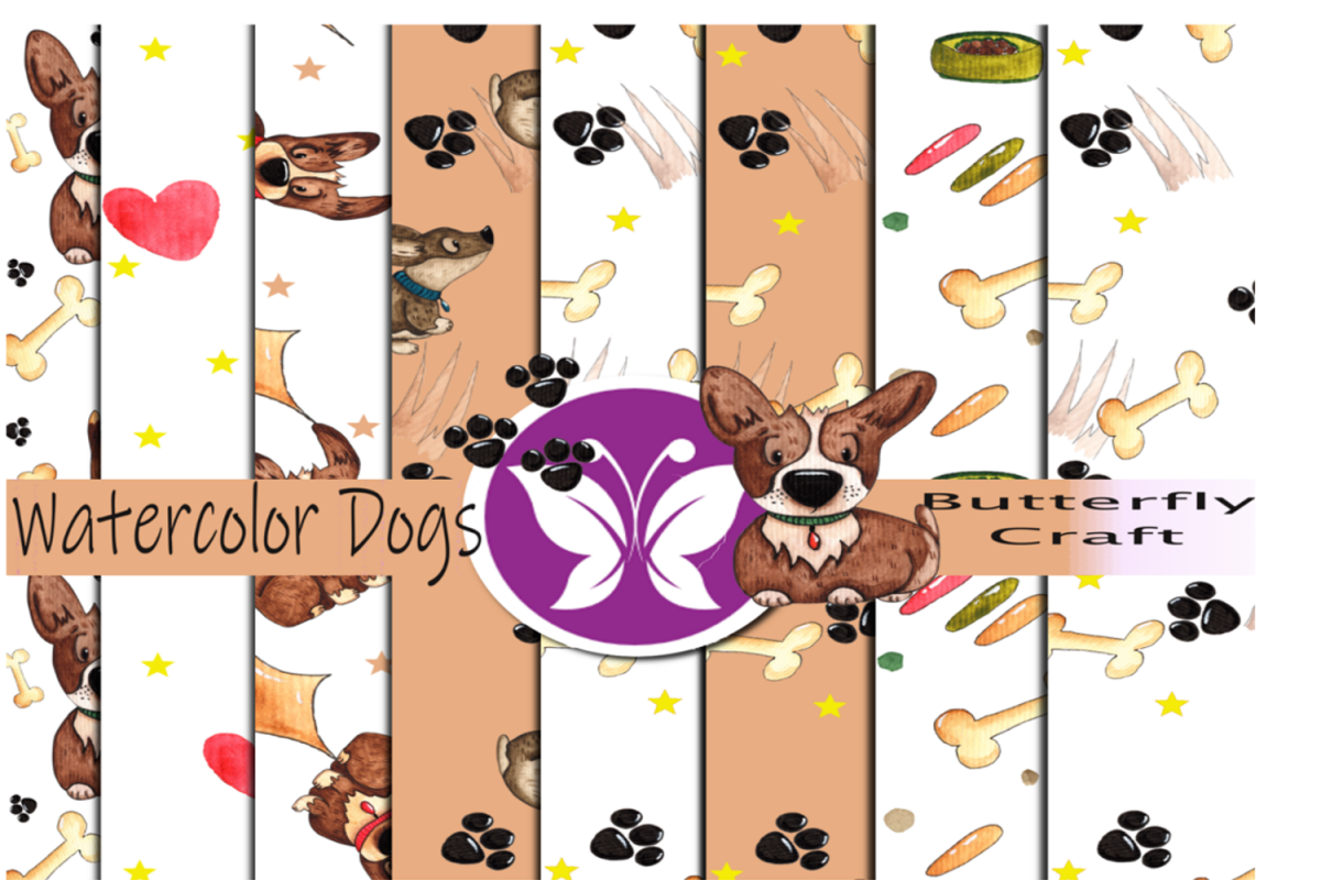 Dogs digital paper, Puppy Dog Papers, Brown Puppy Papers example image 1