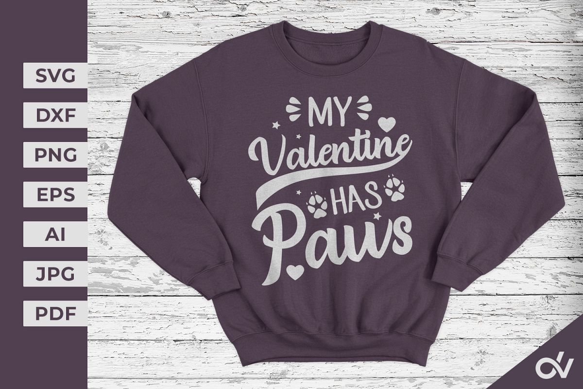 My Valentine Has Paws - Valentines SVG example image 1