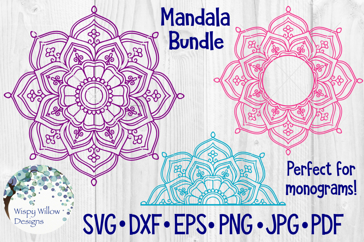 Download Mandala Bundle SVG Bundle | Monogram Mandala | Half Mandala (148051) | SVGs | Design Bundles