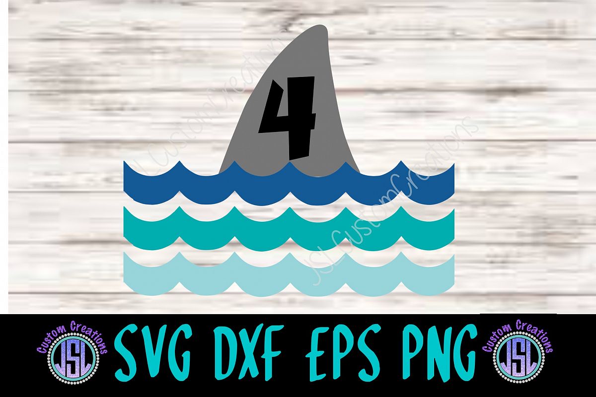 Download Shark Fin 4 Birthday, SVG DXF EPS PNG Digital Download