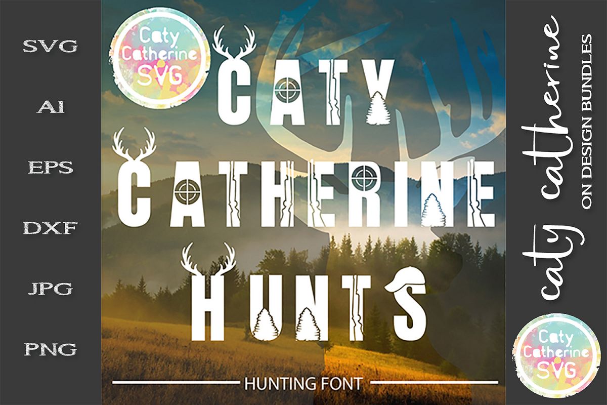 Hunting Font By Caty Catherine OTF Font Deer Antlers OTF example image 1