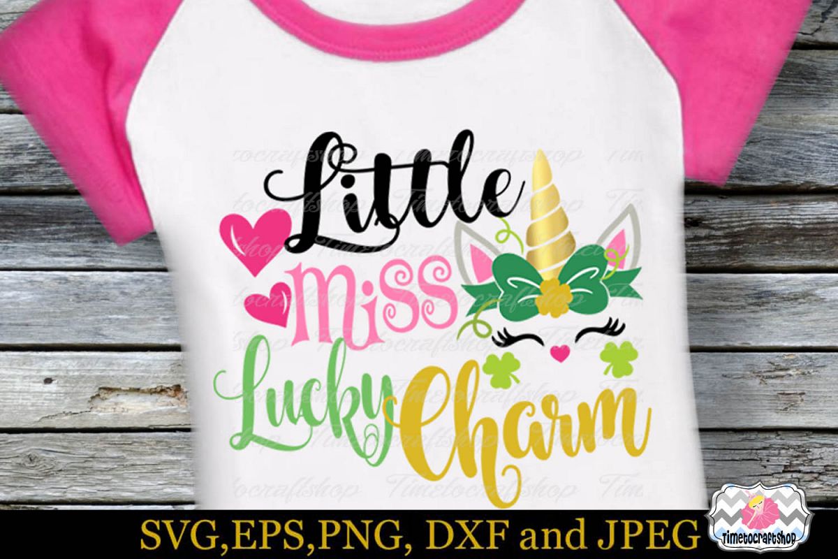 SVG, Dxf, Eps & Png St Patrick's Day Little Miss Lucky Charm example image 1