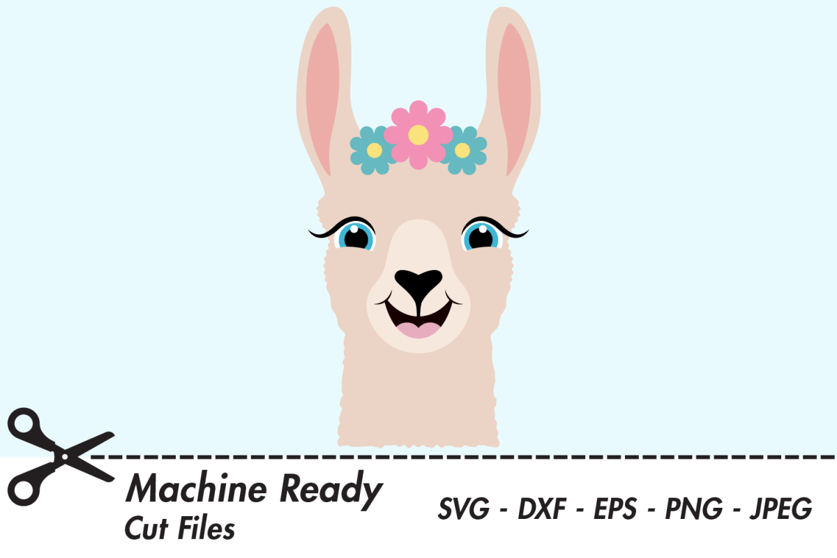 Download Cute Llama SVG Cut Files, Happy Farm Animal, Llama Face