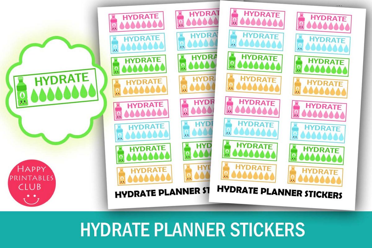 Hydrate Planner Stickers- Hydration Tracker Stickers-Kawaii (148553 ...