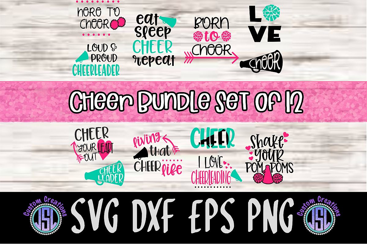 Download Cheer Bundle | Set of 12| SVG DXF EPS PNG Cut Files