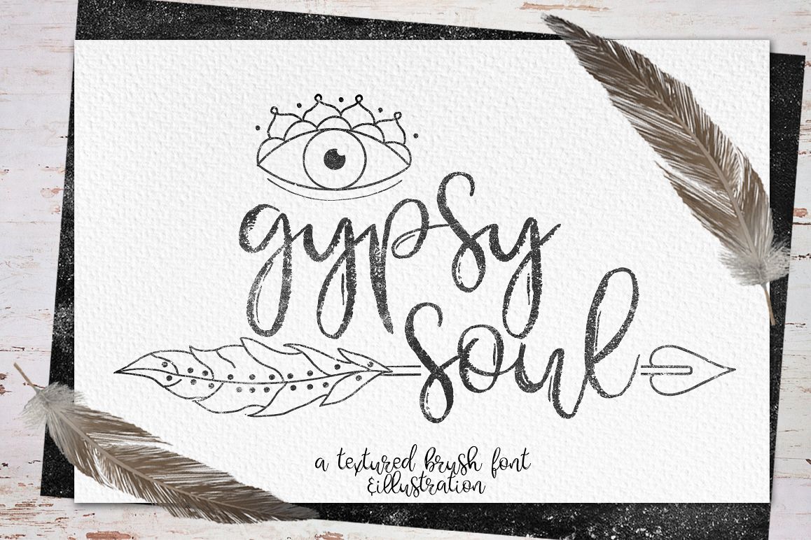Gypsy Soul.Textured Brush Font+bonus example image 1